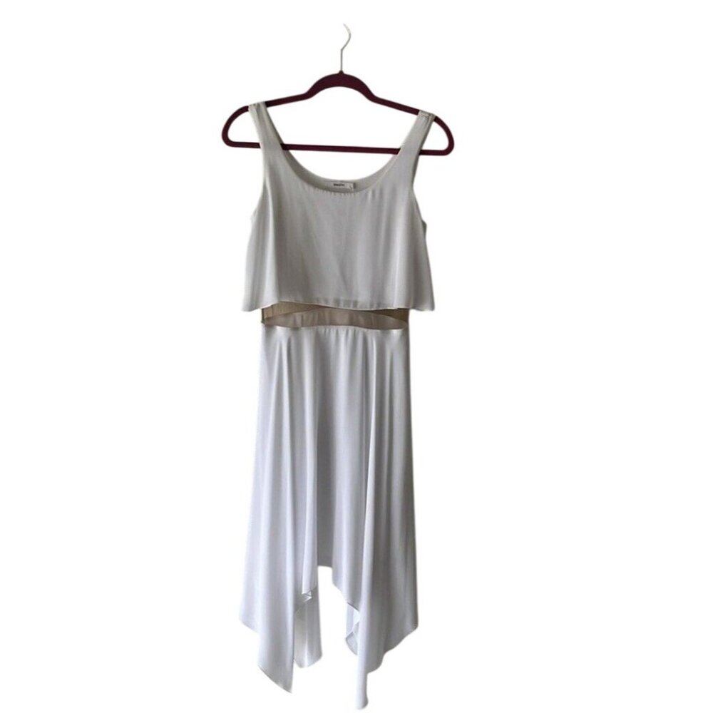 bailey 44 white cut out mesh midriff dress sz S  festival grunge fairy MIdi